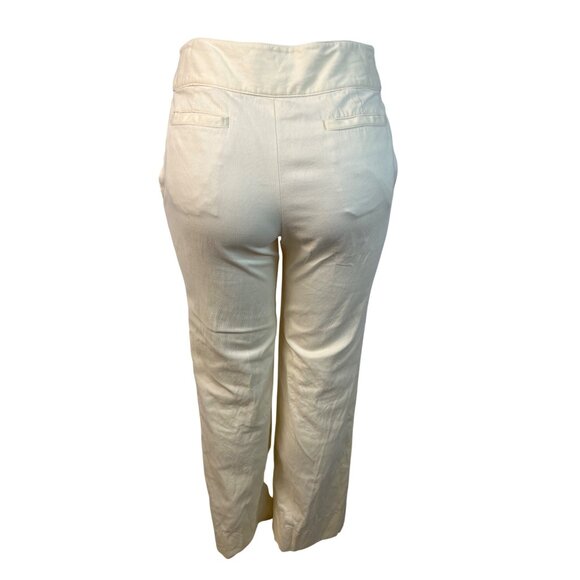 Banana Republic Womens Cream High-Waisted Slim Fit Pants With Hook Sz 6 - Picture 3 of 8